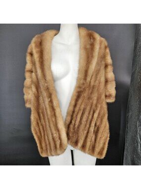 Vintage Walter Ries Mink Furs Cape Stole Wrap Jacket Womens One Size Real Lined